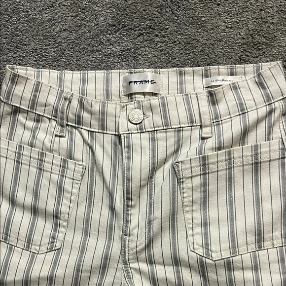 FRAME Le Slim Palazzo striped mid-rise straight-leg jeans - Picture 4 of 4